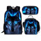 KUIFORTI Rucksack Set 3-in-1 Kinder Schultasche, Lunch-Tasche, Federmäppchen Geschenk für Teenager, Jungen und Mädchen, Neon Wolf Blau, Einheitsgröße, Schulrucksack, KIF-CA4912CGK-R
