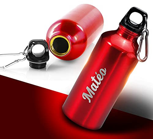 Générique Bouteille Aluminium Personnalisable - Gourdes Personnalisées - 400mL - Idée Cadeau (Gourde Athletic) (Rouge)