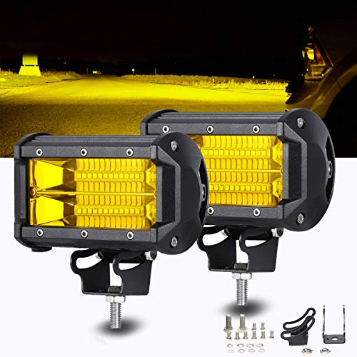 Chelhead Gelbe Nebelscheinwerfer, 5 Zoll 72W Led Light Bar Off Road Amber Led Driving Lights Kompatibel mit LKWs Motorrad Off-road ATV UTV SUV Boot Marine 4X4