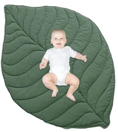 Yuehuam Baby-Spielmatte aus Baumwolle, 143 x 106,9 cm, Blatt-Typ, Bodenkissen, Krabbelunterlage, Kinderzimmerteppich, Aktivitätsteppich für Kinderzimmer, Dekoration, Fotostudio-Requisite
