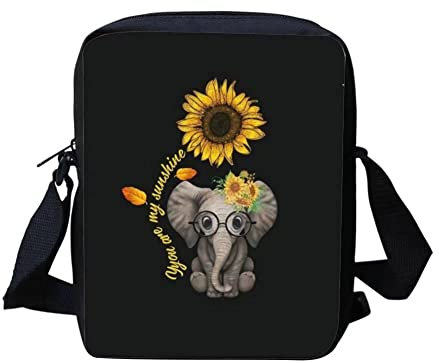 Coloranimal Süße Umhängetasche für Hunde und Katzen, Denim-Druck, Sonnenblume Elefant, Einheitsgröße