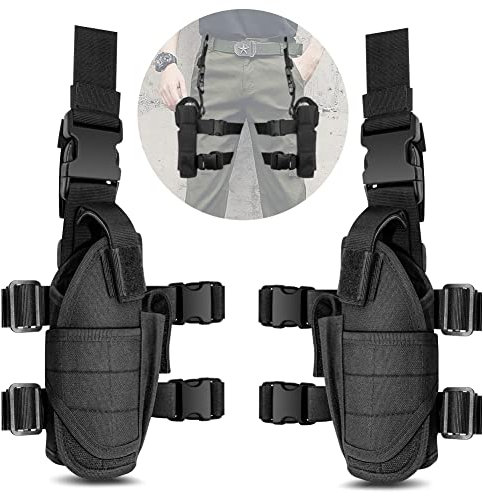 BILLION DUO Tactical Universal Leg Holster Set,Left Hand & Right Hand Adjustable Universal Drop Puttee Leg Thigh Holster Pouch Holder for Halloween Costume Cosplay