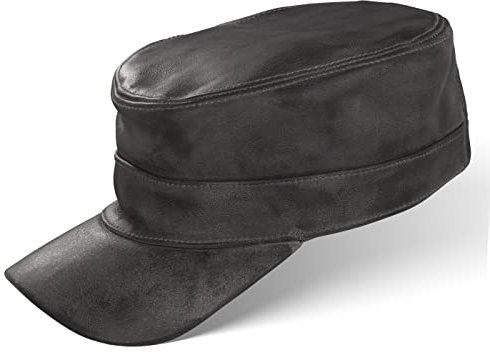 Black Forest Fox Herren Damen Leder Cuba Army Cap Hut Schirmmütze in (Graphite)