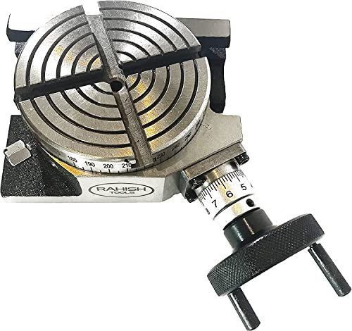 Rahish Tools 100 mm Drehtisch für Fräsmaschine mit horizontalen und vertikalen 4 Schlitzen – Präzisions-Drehwerkzeug-Set für genaue Positionierung – reibungsloser und effizienter Bearbeitungsbetrieb