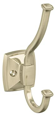 Amerock H37002BBZ | Kinsale Double Prong Decorative Wall Hook | Golden Champagne Hook for Coats, Hats, Backpacks, Bags | Hooks for Bathroom, Bedroom, Closet, Entryway, Laundry Room, Office