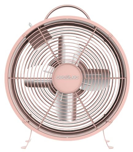 Cecotec Ventilador de Sobremesa EnergySilence 400 RetroDesk Pink. 25W de Potencia, 8 Pulgadas, 4 Aspas aerodinámicas, Diseño minimalista, 2 Velocidades, Robusta y Base Estable