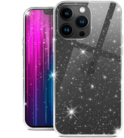 moex Sparky Case für iPhone 13 Pro Max Hülle mit Glitzer Effekt aus Silikon, durchsichtige Handyhülle dünn und weich, Schutzhülle transparent glitzernd Design Cover, Klar