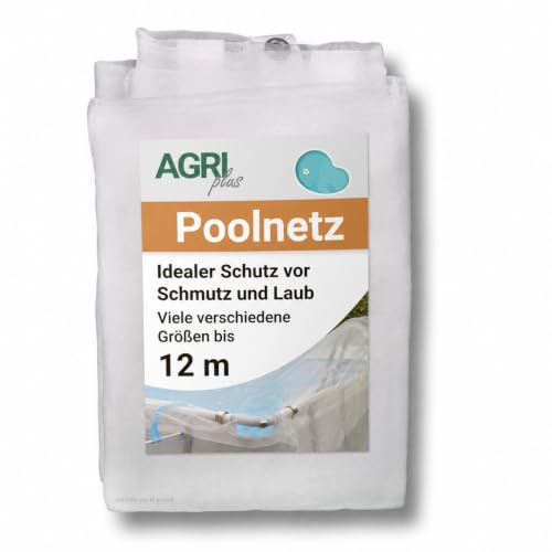 AGRI plus Poolnetz mit Ösen I 6 x 8 m I Verschiedene Maße I Engmaschiges Netz 0,8 x 0,8 mm I Abdeckung für Pool I Schutznetz mit Randverstärkung I Abdecknetz UV-stabil & wasserdurchlässig