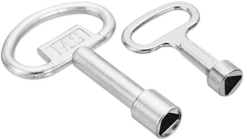 PATIKIL 8mm 9mm Triangle Socket Spanner Key, 1 Set/2Pcs Electrical Cabinet Gas Water Meter Key for Elevator Emergency Lift Door Triangle Panel Lock, Silver
