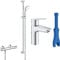 GROHE Precision Flow - Thermostat-Brausebatterie, chrom, 34842000 & Start - Einhand-Waschtischarmatur (wassersparend, langlebige Oberfläche, S-Size), chrom, 24209002