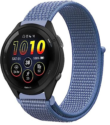 Niboow 22mm Cinturino per Garmin Forerunner 265/Forerunner 255/Forerunner 255 Music, Nylon Cinturino per Garmin Vivoactive 4/Venu 2/Amazfit GTR 4/GTR 3 Pro/Xiaomi Watch S1/S1 Active - Blu