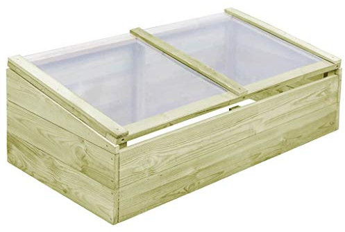 Tidyard Serra in Legno,Serra per Fiori e Piante,Serra da Esterno,Piante Box,Vivaio Protezione Piante,Fioriera,Termici per Piante,Fiori,Aiuola Rialzata con Tetto,Legno di Pino Impregnato 100x50x35 cm