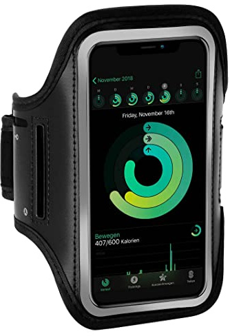ONEFLOW Workout Case für iPhone 15 Pro Sportarmband zum Joggen mit Touch Fenster, Handy Armband für Sport und Outdoor, Handyhalterung für den Arm, Lauftasche Jogging, Schwarz