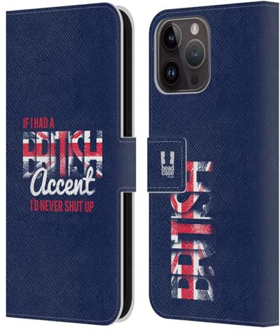 Head Case Designs Englischer Akzent Das Beste Von London Leder Brieftaschen Handyhülle Hülle Huelle kompatibel mit Apple iPhone 15 Pro Max