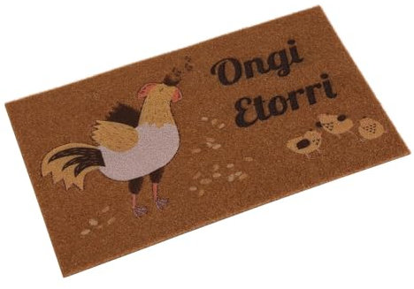 Versa Felpudo Gallina de Estilo Contemporáneo, Medidas (Al x L x An) 2 x 40 x 70 cm, Color Marrón