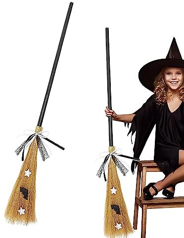 Benares Halloween-Hexenbesen, Halloween Hexen Kostüme Zubehör, Halloween-Dekorationen Für Kinder Und Erwachsene, Besenstiel Für Halloween Kostüme
