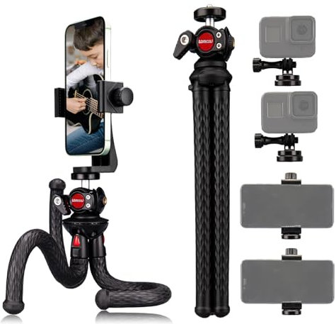 Lammcou Trépied Smartphone Flexible Mini Trepied Appareil Photo Go Pro Gorilla Octopus Trepieds Reflex Portable Voyage pour Vlogging Caméra DSLR Mini Tripod (2)