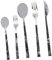 MAGICLULU Ensemble De Couverts En Acier Inoxydable 5 Pièces Finition Marbre Noir Fourchettes Cuillères Pour Usage Quotidien Occasions Spéciales
