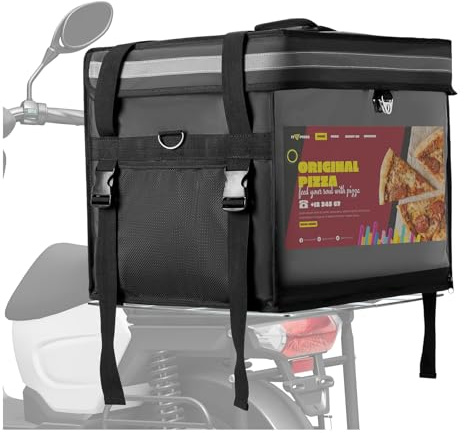 Nesthao Isolierte Lebensmittel-Liefertasche mit Stützrahmen und Kunststoff-Bodenplatte, Lebensmittel-Lieferbox für Catering, Restaurants, Lieferfahrer, Doordash und mehr, 62 l