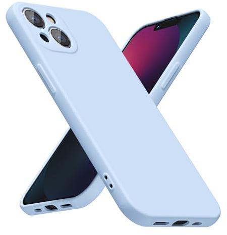 LoeoeL for iPhone 13 Mini Phone Case Silicone, Minimalist Ultra Thin Slim Soft Rubber Gel Solid Color Matte TPU Cute Case for Women Men, Girly Plain Aesthetic Design & Camera Cover, Light Blue