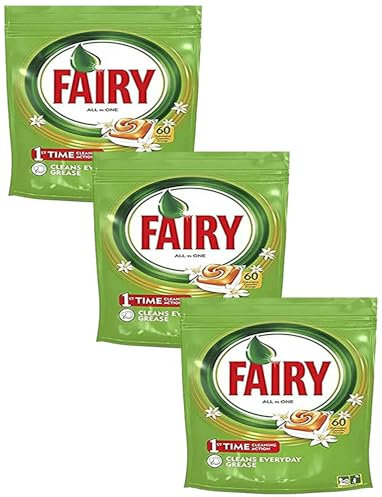 Fairy Todo En Uno Pastillas Lavavajillas, 90 Capsulas Lavavajillas, Elimina Grasa Reseca, Detergente Lavavajillas, Fragancia Naranja (Paquete de 3)