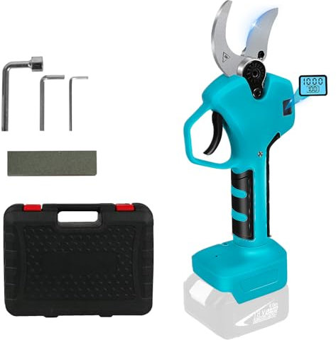 Coupe-branches sans fil compatible avec Makita 18 V (pas de batterie), ouverture 55 mm, diamètre de coupe max. 40 mm, écran LCD, sécateur électrique rechargeable pour branches d'arbres, fleurs,