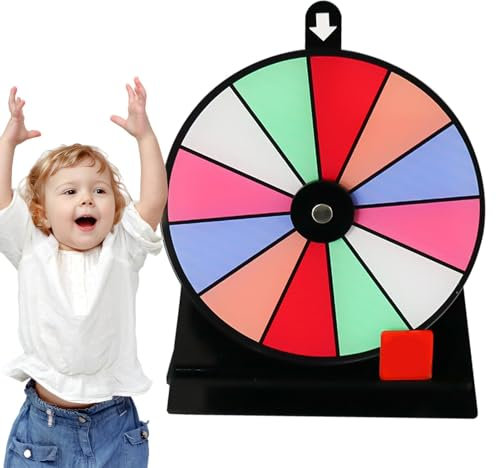 Preisrad, rotierendes Rouletterad mit 12 Fächern, drehbarer Preisradständer, Rutschfester Glücksrad-Spielkreisel mit Ständer, löschbares Acrylbrett, Tisch-Preisrad für Messe- -Kneipe