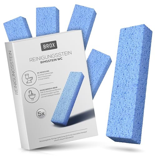 BROX® Bimsstein WC Block – Reinigungsstein Blau (5 Stück) – Wunder Putzstein für Klo, Bad, Küche & Fußpflege – Effektiver Kalk und Urinsteinentferner – Pumice Stone – Die Nr. 1 der Toilettenreiniger