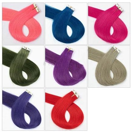 Tape Extensions aus Echthaar mit Klebeband, buntes Klebeband zum Hinzufügen von Reflexionen, Mini-Extensions mit doppelseitigem Klebeband, 2 g/Stück, Rosa, 61 cm
