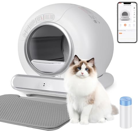 TaFoyu Arenero Autolimpiable para Gatos, Inodoro Con Capacidad Extra Grande De 65 Litros, Control De Olores y Aplicaciones