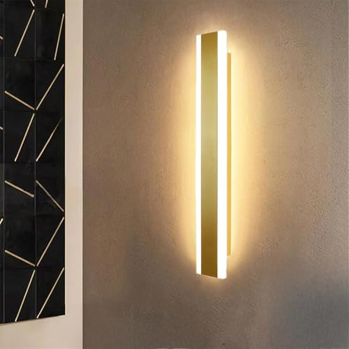 Wandbeleuchtung LED Innen Dimmbar Wandlicht Lampen Aluminium Moderne Wandlampe Lange Lichtleiste Wandleuchten Acryl mit Fernbedienung für Flur Schlafzimmer Treppenhaus Wohnzimmer Küche (Gold,200CM)