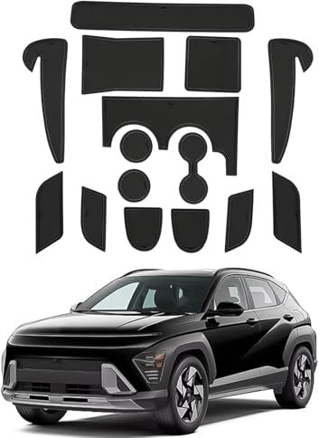 CDEFG Kompatibel mit Hyundai Kona SX2 EV Elektro 2024 2025 Gummimatten Mittelkonsole Antirutschmatten Kona EV rutschfest Gummi Auto Matte Kona 2024 EV Zubehör
