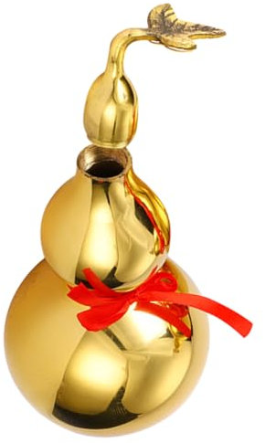 RORPOIR Vintage Gourd Brass Craft Chinese Gourd Statue Housewarming Decor Feng Shui Ornaments Desktop Decor