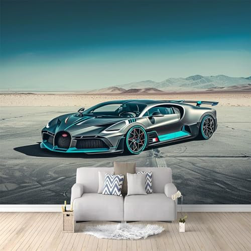 Fototapete 3D Vliestapete mit Science-Fiction-Sportwagen Schwarz 200x140cm XXL Panorama Wandbild für Mädchen & Jungs Schlafzimmer | Wanddekoration mit 3D Effekt