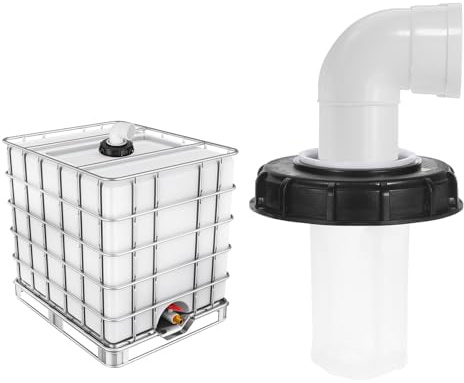 QUARKZMAN 163mm IBC Deckel Filterabdeckung 90° Kunststoff Schwarz/Weiß | IBC Tote Schlauchadapter, Regenwassertankbehälter, 1000L, Mit waschbarem Nylonfilter, Für 275 Gallonen Wassertanks