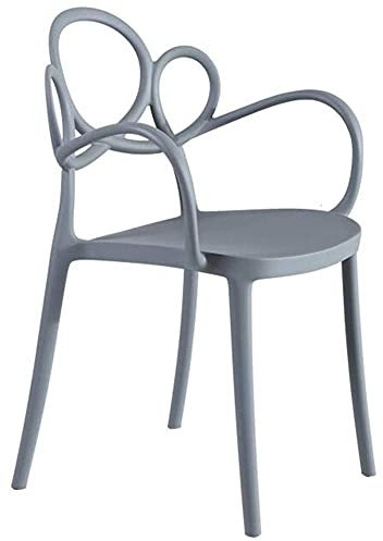 BHIAG Speisesuhl Nordic Freizeittisch Stuhl Plastik Make -up Stuhl Rückenlehne Sessel Restaurant Kaffeestuhl, Grau