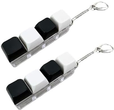 2PCS Keyboard Fidget Toy, Keyboard Fidget, Portable Multifunctional Fidget Keyboard for Office School Home, Decompression Keyboard Keychain for Men Women Kids (White Black)