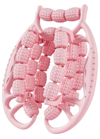 Rouleau Massage,Rouleau de jambe, rouleaux de massage à 29 roues pour les jambes, rouleau de cellulite en plastique, rouleau de masseur de cellulite non glissant pour cuisse (rosa)