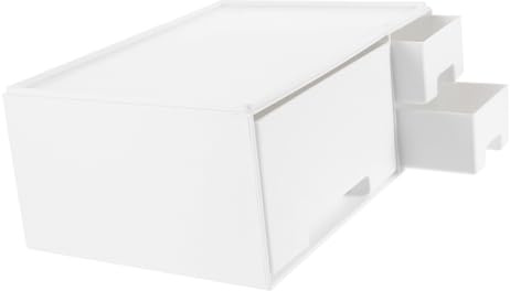 HEATSHAKING Supporto Rialzato per Monitor PC e Laptop Cassetto Organizer Multifunzionale, Scaffale Portaoggetti per Ufficio e Casa, Design Moderno Bianco