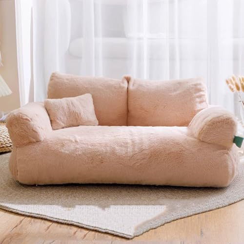 Miaogoo Sofá cama suave para mascotas, sofá para perros y gatos con cremallera y almohada, cojín lavable para muebles de mascotas, colchón ortopédico antideslizante y calmante (65 x 43 x 27 cm