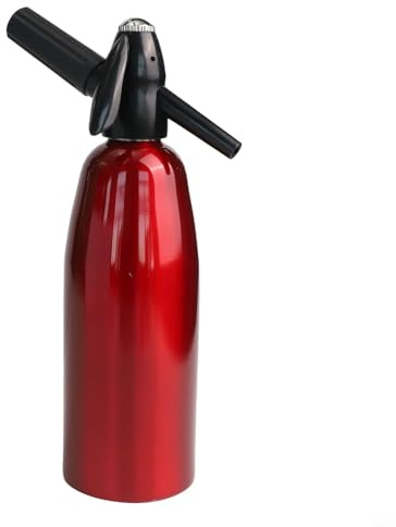 Eawfgtuw Soda-Maschine mit anpassbaren Karbonisierungsstufen, Sprudelwasser und Sodawasserspender, Aluminium-Konstruktion, tragbare kohlensäurehaltige Getränkeherstellung (rot)