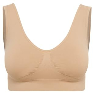 CFab BH Damen ohne Bügel nahtlos leicht gepolstert mittlerer Halt | Soft Bra mit herausnehmbaren Cups breiten Trägern flexiblem Stretch natürlicher Form für Alltag Arbeit Reise Freizeit Zuhause