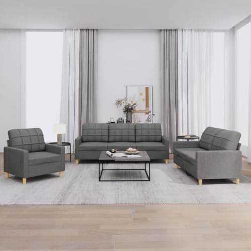 Mimdixy Ecke Sofa Schlafcouch Relaxsofa,3-TLG. Sofagarnitur mit Kissen Dunkelgrau Stoff für Wohnzimmer,Wohnung,Büro,Einfache Montage