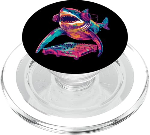 Party Shark Disco DJ con grafica giradischi per cuffie PopSockets PopGrip per MagSafe
