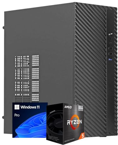 MP Informatica PC Desktop Computer Fisso AMD Ryzen 5 5500GT Hexa Core – Workstation Ufficio Economica e Affidabile – SSD Ultra Veloce – 16GB RAM DDR4 - Windows 11 Pro – Licenza Inclusa – Plug & Play