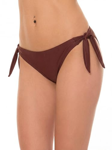 Aquarti Bikinihose Damen mit seitlicher Schnürung – Hüftslip Bikinihosen für Damen in Unifarben, Farbe: Schokoladenbraun, Größe: 36