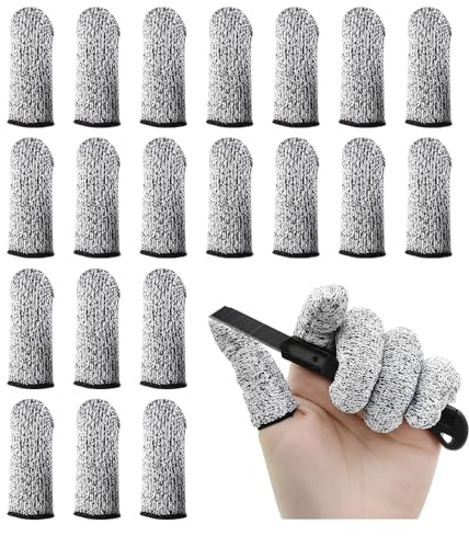 HMCEY 20 Stück Fingerschutz Schneiden,Schnittfester Daumenschutz,Fingerkuppen Schutz,Fingerling Wiederverwendbar,Finger Protector Kitchen,Fingerhut,Fingerhandschuhe rutschfeste für Arbeit, Garten