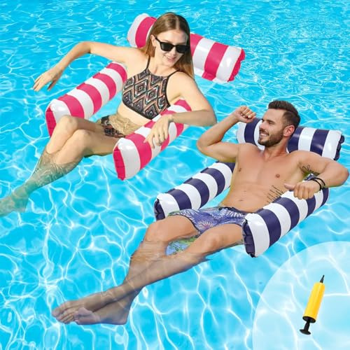 Amaca Galleggiante, Materassino per Piscina 4 in 1, Amaca Mare con Pompa ad Aria, Amaca Gonfiabile Piscina Poltrona Galleggiante Piscina