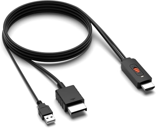 Wrugste PS2 to HDMI Adapter HD Link Cable with PS1 Support, 4:3/16:9 Switch, Converter for PS3 Video Signal to HDMI Signal with S-Video Signal (Supports PS1, PS2, PS3) 3 in 1