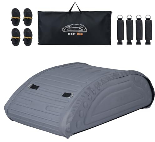 GIANTEX 400L Dachbox Auto, wasserfest & aerodynamisch | Dachgepäckträger-Tasche mit 4 Befestigungsgurten, rutschfester Unterseite & Tragetasche für SUV, Limousine, Van & Pickup